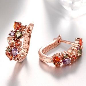 18K Rose Gold Plated Multi-Color CZ Earrings